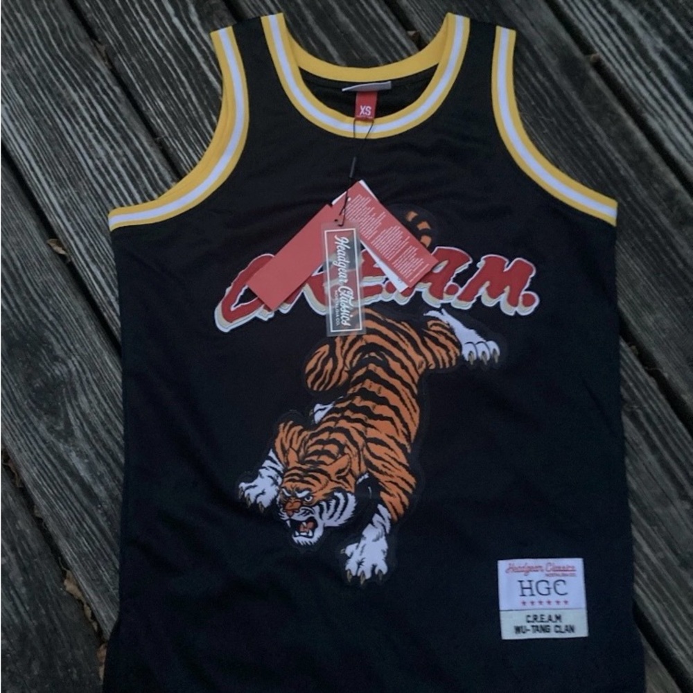 Headgear Classics WU TANG Clan Cream Team Sewn Basketball Jersey Sz XS